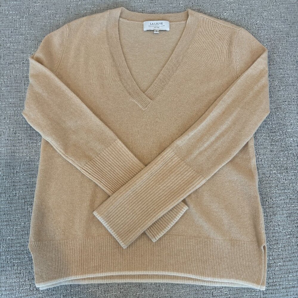 La Ligne Wool and Cashmere V-Neck Pullover Sweater